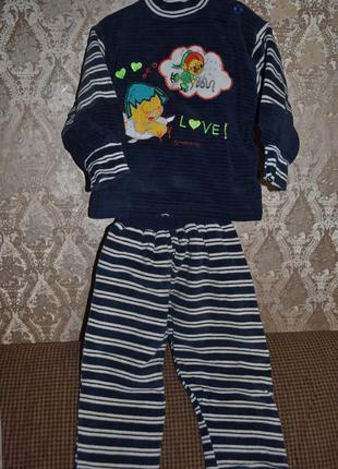 Велюровый костюмчик bur-ay collection ( турция ) c беретиком для мальчика 1- го- 2-х лет