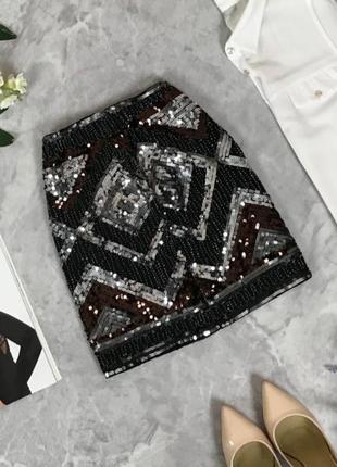 Юбка расшитая паетками h&m