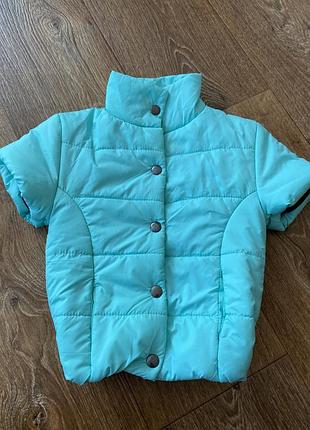 Куртка без рукав безрукавка жилетка бирюза мята 104 см 2,3,4 года