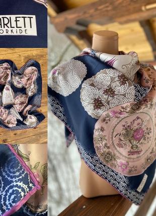 Фирменный стильный качественный натуральный платок из шелка