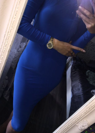 Синее платье миди1 фото