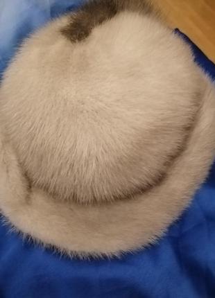 Женская зимняя шапочка мех натуральное норка серая.2 фото