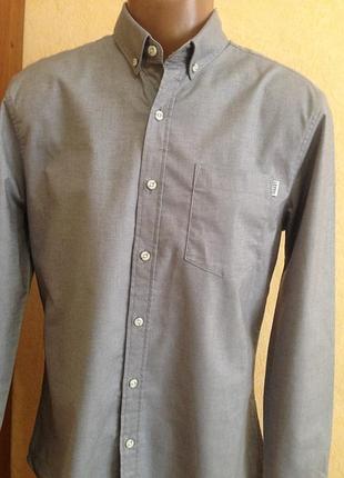 Світло-сіра сорочка з довгим рукавом -приталенная-(бавовна+еластан)