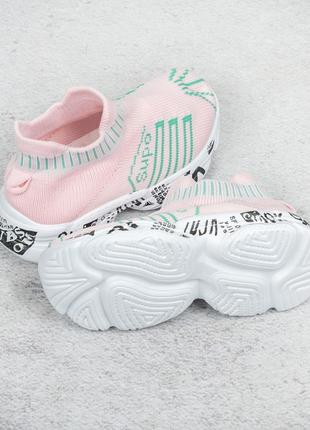 Стильные розовые пудра детские кроссовки из текстиля сетка летние дышащие для девочки2 фото