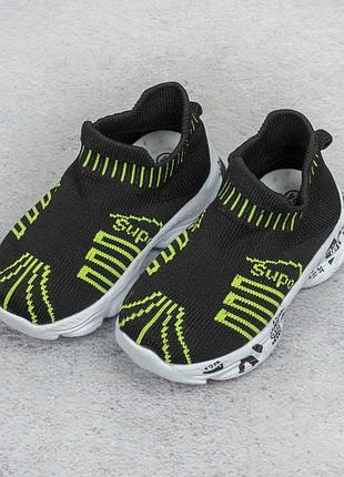 Стильні чорні дитячі кросівки з текстилю сітка літні дихаючі для хлопчика