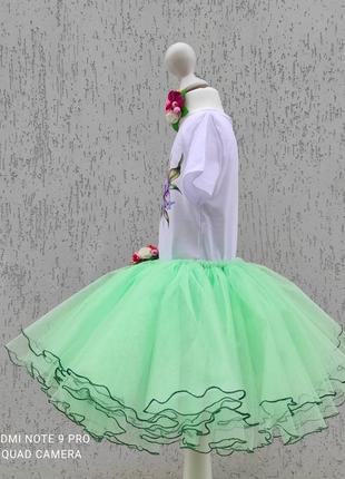 Сукні весни костюм в сад на 8 березня зелена спідниця фатиновая6 фото