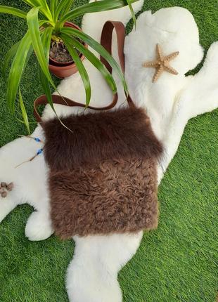 Вінтаж! ☃️сумка hobo торба натуральне хутро тонкорунна овчина шкіра етно з бубонцями