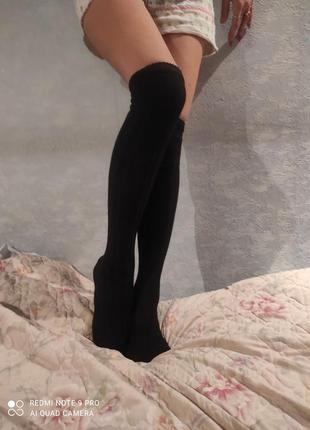 Очень красивые вязанные гетры чулки носки . цвет черный1 фото