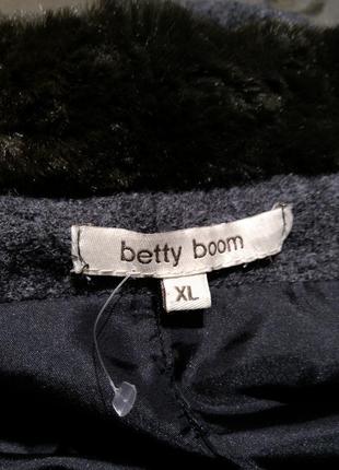 Серое пальто betty boom с воланом и карманами,80% валяная шерсть7 фото
