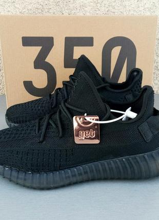 Adidas yeezy boost 350 кроссовки женские черные3 фото