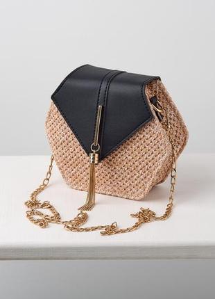 Літня жіноча плетена сумочка клатч чорна3 фото