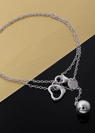 Підвіска куля серце срібло 925 покриття стильна ланцюжок з підвісками5 фото