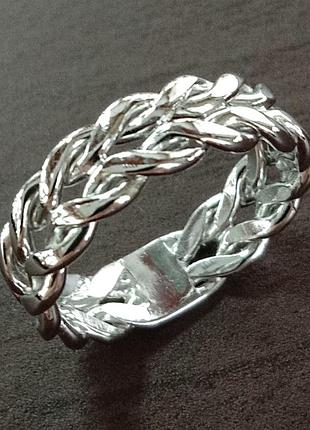 Срібна обручка плетені косичка