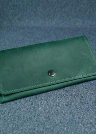 Шкіряний зелений жіночий гаманець1 фото
