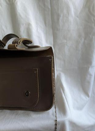 Cambridge satchel co 11-13 кожаная сумка light brown4 фото