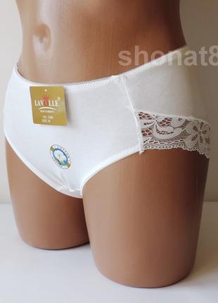 Женские хлопковые трусики с кружевными вставками la volle 1088 белые