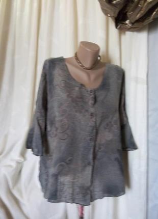 ***diva***блуза с цветочным принтом тонкий лен+каттон разм48- 50 пог 61см