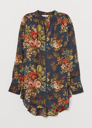 Шикарная удлиненная блуза в цветочный принт от h&m,p. 40