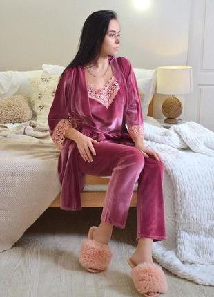 Нереально красивая бархатая пижама, подарок на 8 марта1 фото