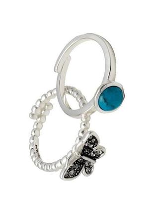 🔺 набір з 2-х кілець бірюза, кристали pilgrim данія елітна ювелірна біжутерія