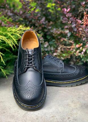 Dr. martens 3989 black ботинки мужские  мартинсы туфли черевики чоловічі шкіряні