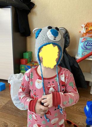 Дитячий набір шапка і шарф ведмедик тедді 2-4 роки8 фото