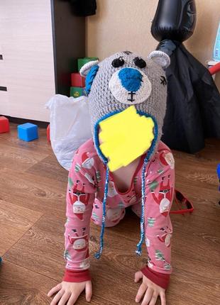 Дитячий набір шапка і шарф ведмедик тедді 2-4 роки6 фото