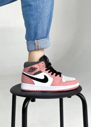 🌺🖤🌼nike air jordan 1 retro high pink black white🌼🖤🌺женские кроссовки найк джордан