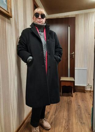 Черное кашемировое пальто hennes (h&m), 46-50рр.