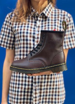 В стиле dr. martens 1460 brown ботинки кожаные женские мартинсы черевики жіночі шкіряні