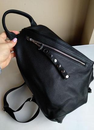 Кожаный рюкзак, рюкзак кожаный, цвет чёрный1 фото