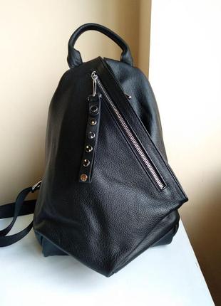 Кожаный рюкзак, рюкзак кожаный, цвет чёрный3 фото