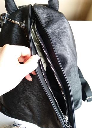 Кожаный рюкзак, рюкзак кожаный, цвет чёрный2 фото