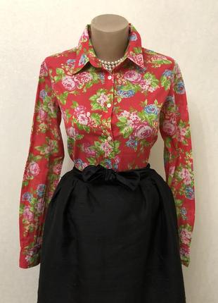 Красная рубашка,блуза в цветочный принт,премиум,бренд,копенгаген,marie lund хлопок