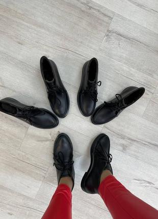 Кожаные ботинки шнуровка зимние демисезонные4 фото