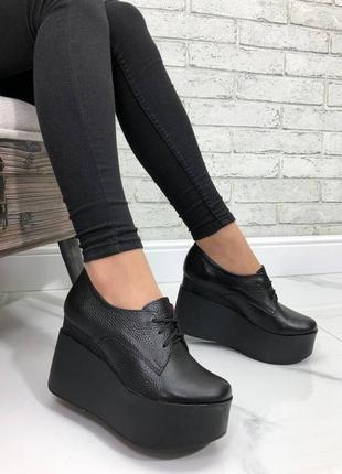 Туфлі на платформі, натуральна шкіра