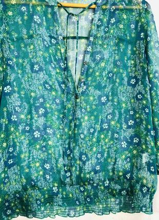 Блуза - напівпрозора туніка в квітковий принт5 фото