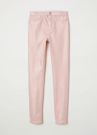Стильный розовые штаны с напылением для девочек 152 р, h&m