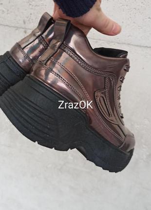 Sale высокие кроссовки ботинки на платформе шоколадные3 фото
