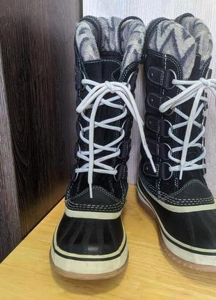 Ботинки сапоги кожаные резиновые непромокаемые sorel joan of arctic knit 2, waterproof2 фото