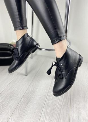 Ботинки женские valiente 07 чёрные (весна-осень кожа натуральная)