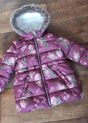 Куртка цветок с капюшоном 18-24месяца парка 92-98см 2-3г