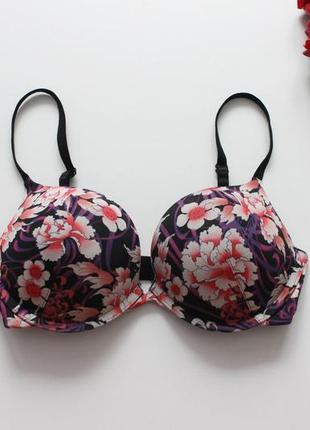 Бюстгальтер с тройным пуш ап в цветочный принт h&m, 70с/32с