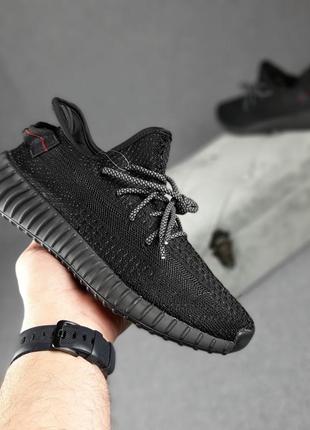 Кросівки жіночі adidas yeezy boost 350 чорні повний рефлектив