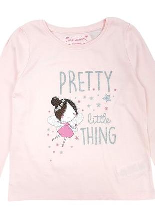 Ніжний рожевий лонгслив, реглан з феєю і написом на дівчаток р. 116, primark