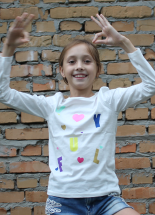 Кофта, футболка з довгим рукавом, лонгслив, для дівчинки, легка, бавовна, palomino, 981 фото