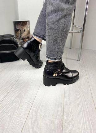 Ботинки женские kento 32163 чёрные (весна-осень кожа натуральная )4 фото