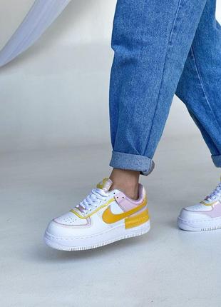 Женские кроссовки nike air force 1 shadow white/yellow