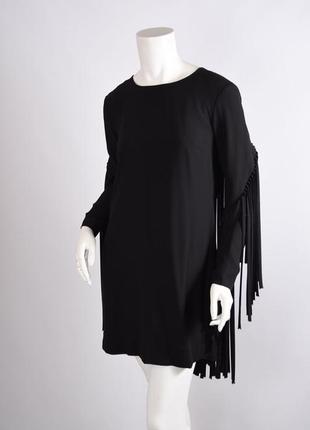 Чорне дизайнерське коротке плаття з бахромою s-m2 фото