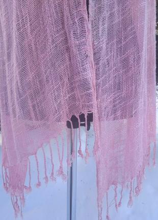 Тонкий льняной шарф палантин